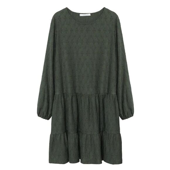 Violeta by Mango - Flared Short Dress Dark Green babydoll in 3XL - Picture 2 of 10